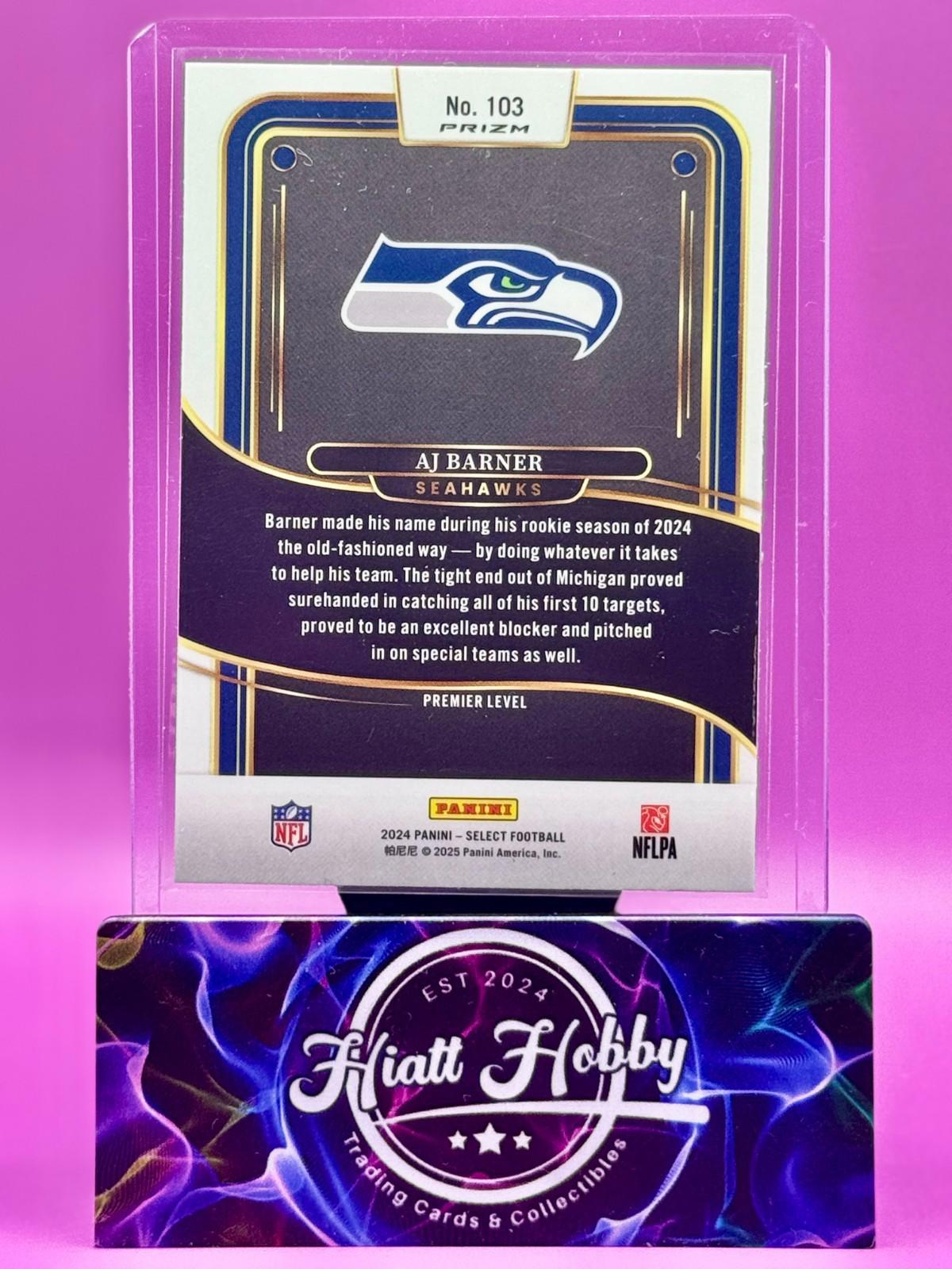 2024 Panini Select - Premier Level - AJ Barner #103 Black & Green Shock (RC)