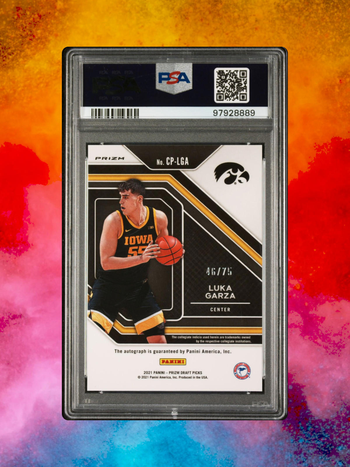 2021 Panini Prizm Draft Picks - Luka Garza #CP-LGA Clg Pnmnship /75 - PSA 10