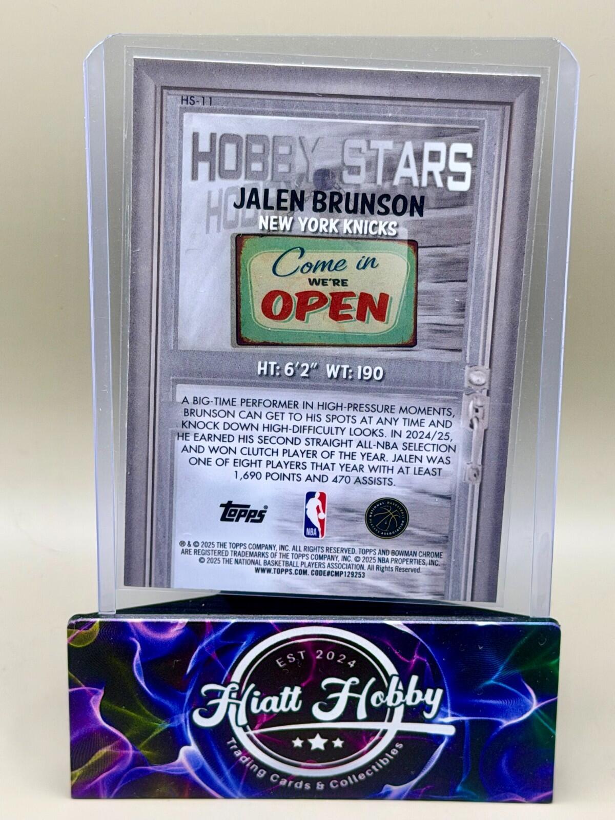 2025-26 Bowman Chrome Basketball - #HS-11 Jalen Brunson - Hobby Stars