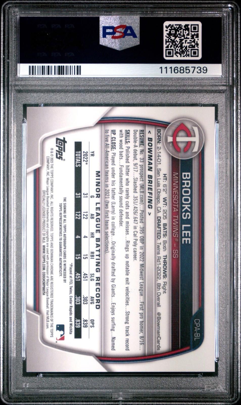 2023 Bowman - Brooks Lee #CPA-BL - Green Auto /99 (AU, RC) - PSA 9