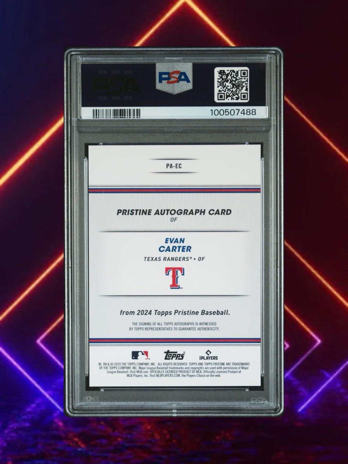 2024 Topps Pristine - Pristine Autographs #PA-EC Evan Carter (AU, RC) PSA 9 🔥🔥