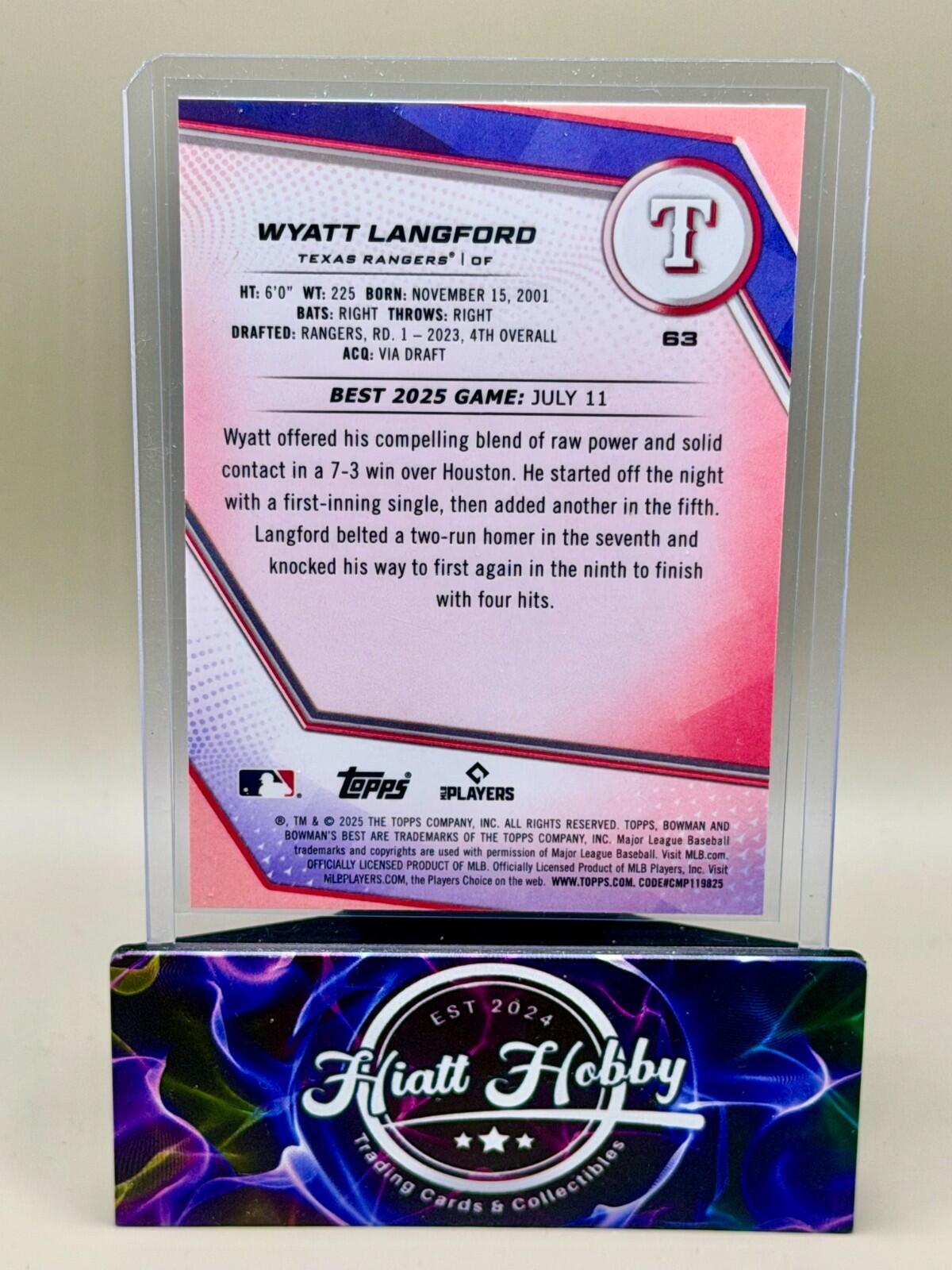 2025 Bowman's Best - #63 Wyatt Langford - Wave Refractor