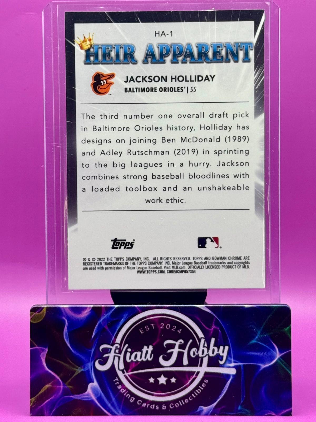 2022 Bowman Chrome - Jackson Holliday #HA-1 - Heir Apparent (RC)