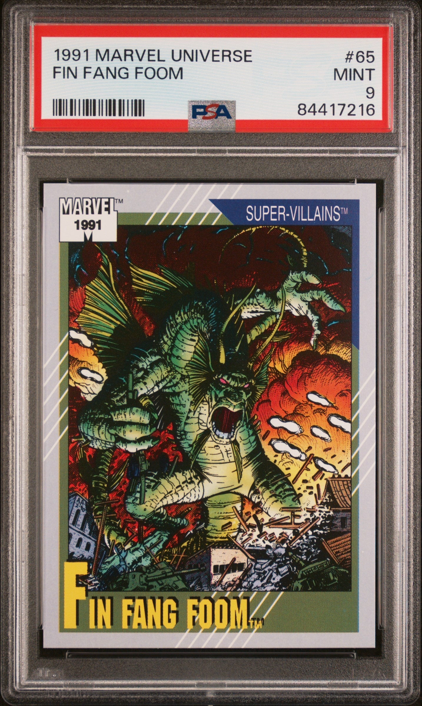 1991 MARVEL UNIVERSE FIN FANG FOOM #65 - PSA 9