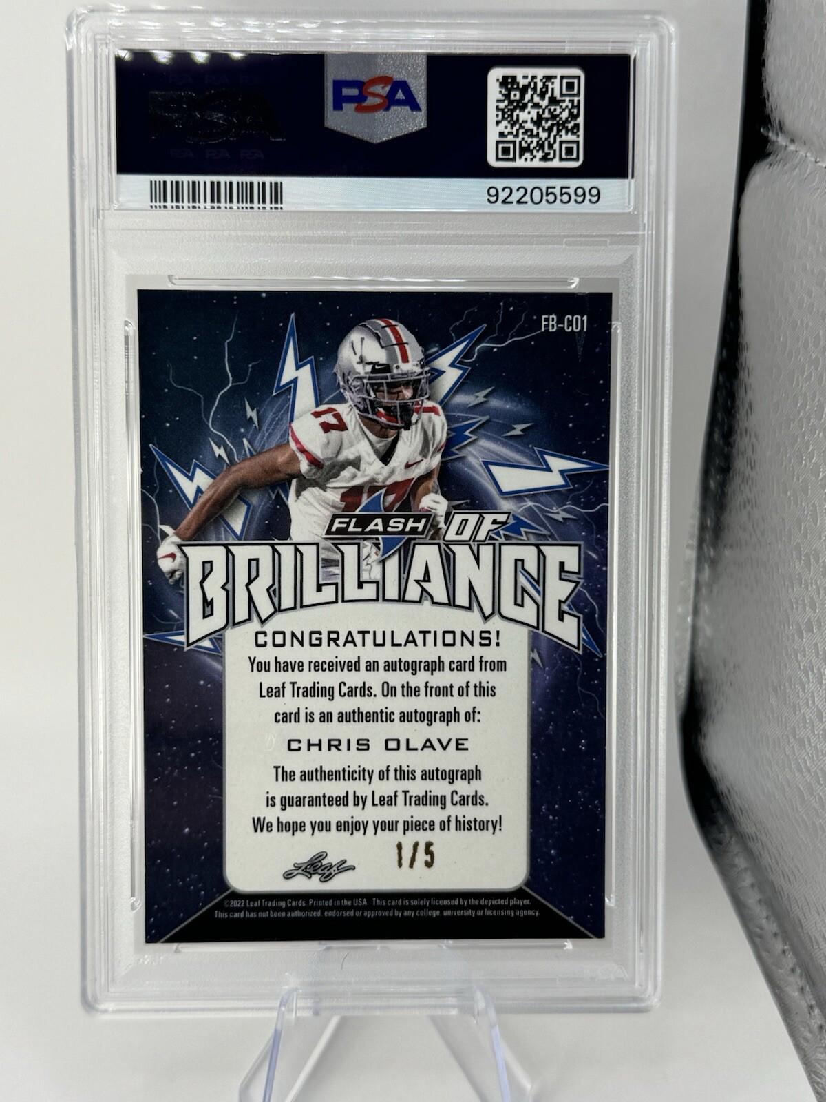 2022 Leaf Flash of Brilliance Sparkles Leopard /5 #FB-CO1 Chris Olave - PSA 10