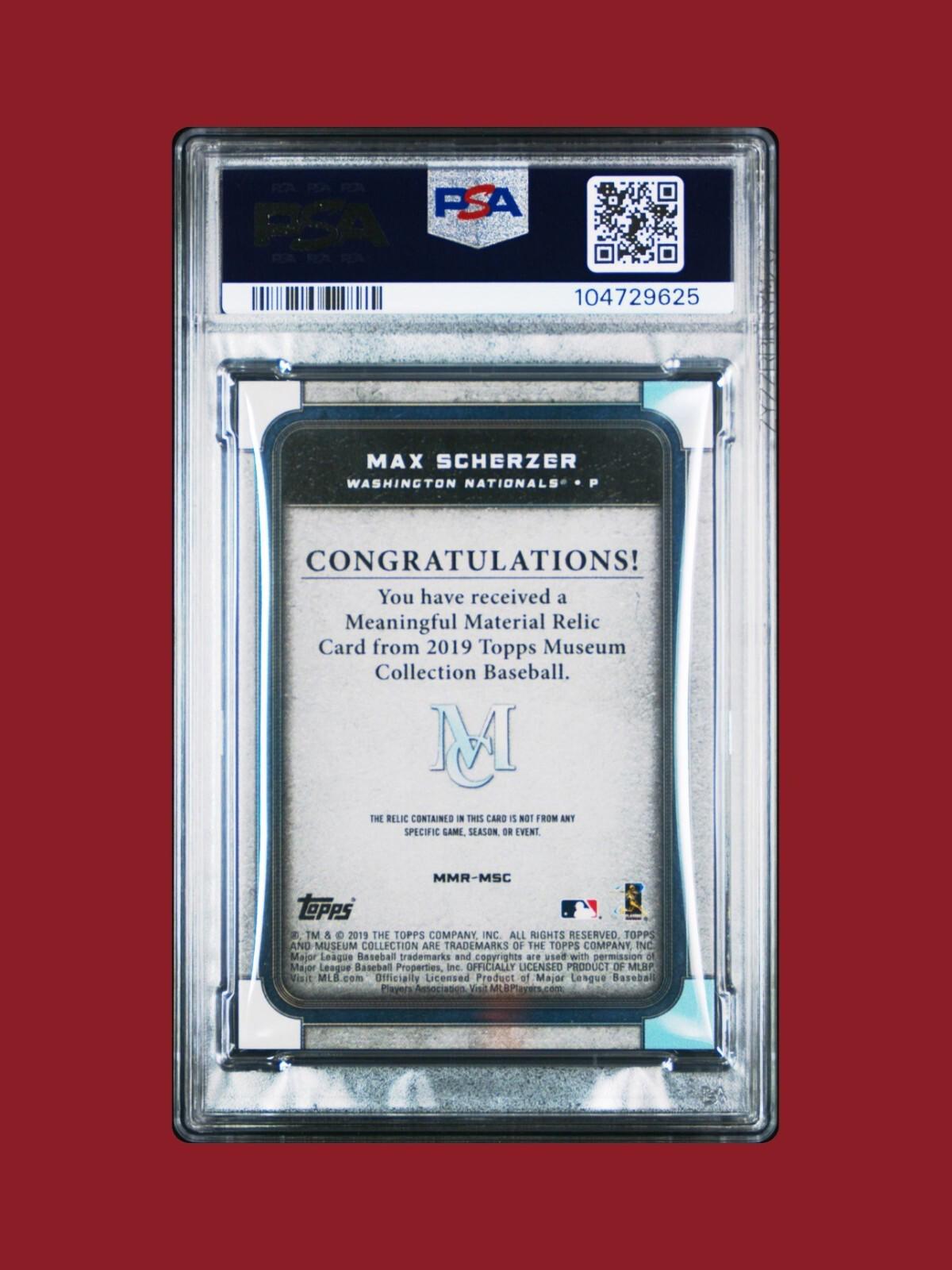 2019 Topps Museum Coll - Meaningful Material Max Scherzer #MMR-MSC - Red /10