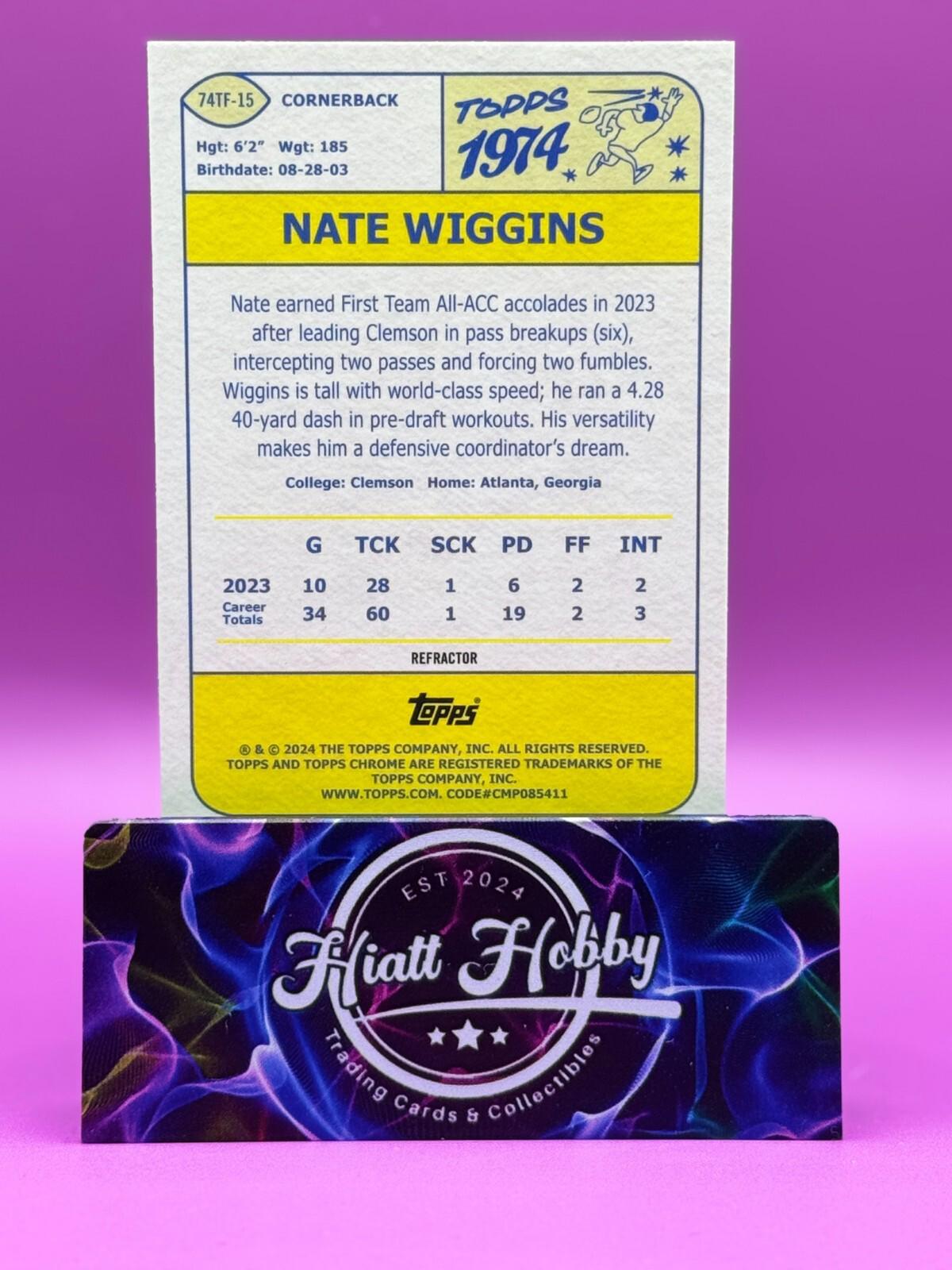 2024 Topps Chrome Football - Nate Wiggins #74TF-15 - 1974 Topps SP - Refractor