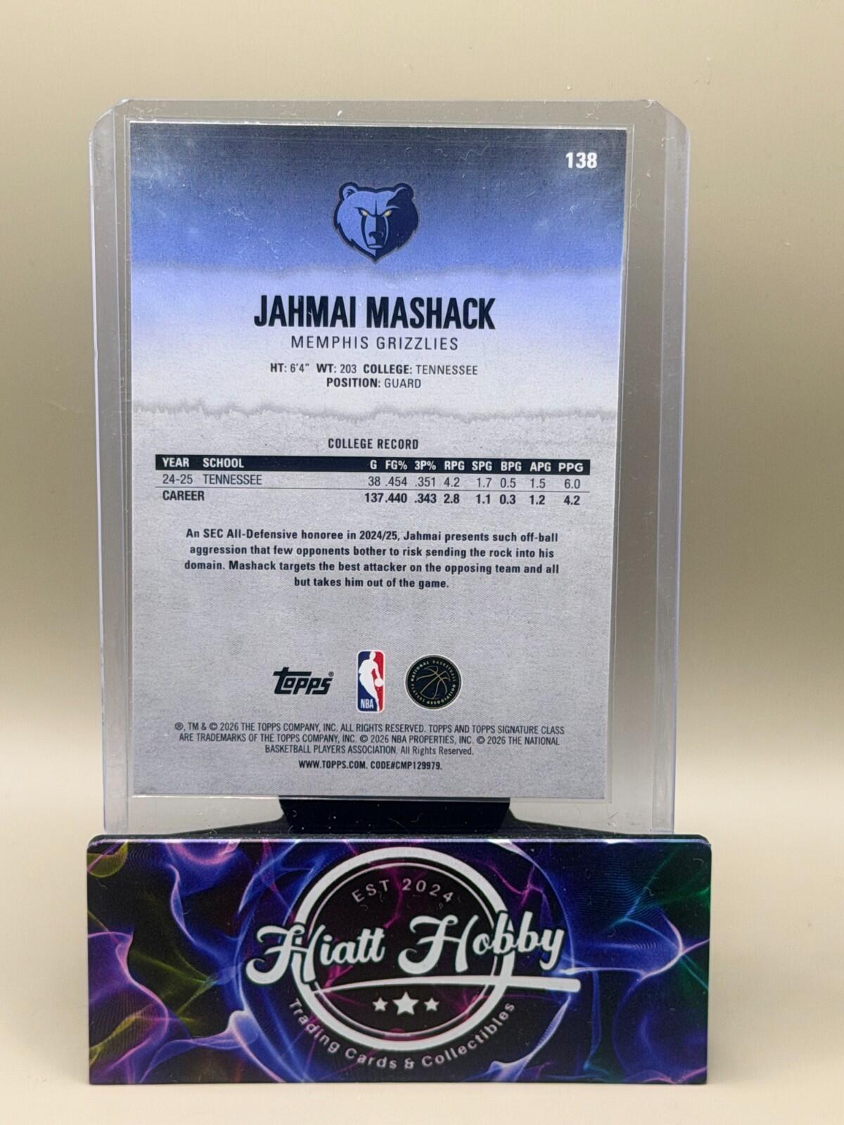 2025-26 Topps Signature Series Basketball - #138 Jahmai Mashack (RC)