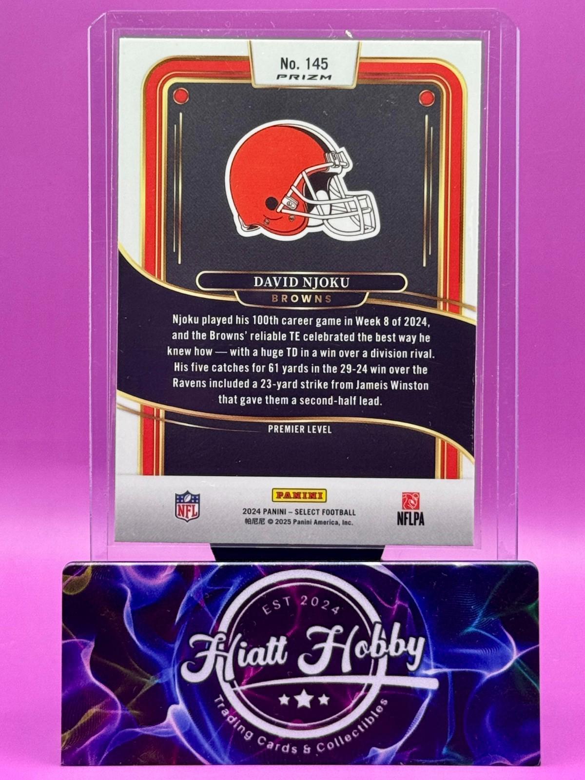 2024 Panini Select - Premier Level - David Njoku #145 Black & Green Shock Prizm