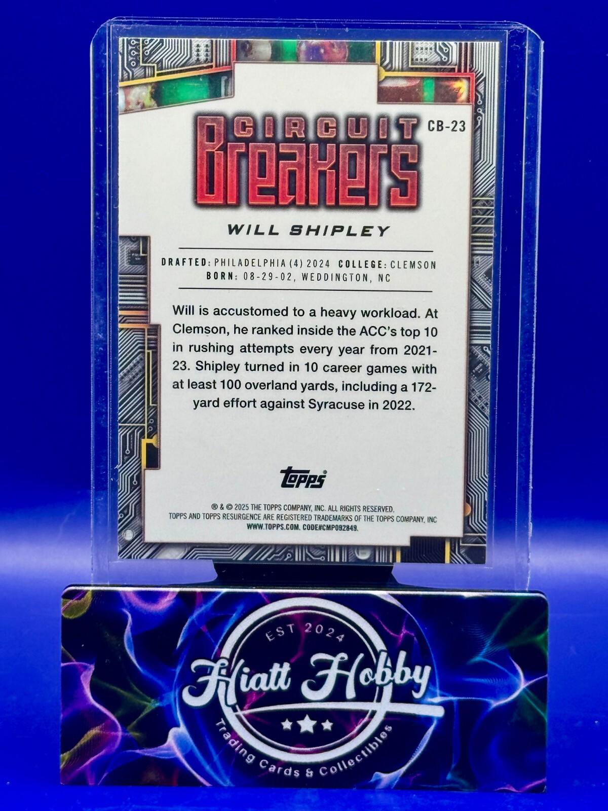 2024 Topps Resurgence - Will Shipley #CB-23 - Circuit Breakers (RC)