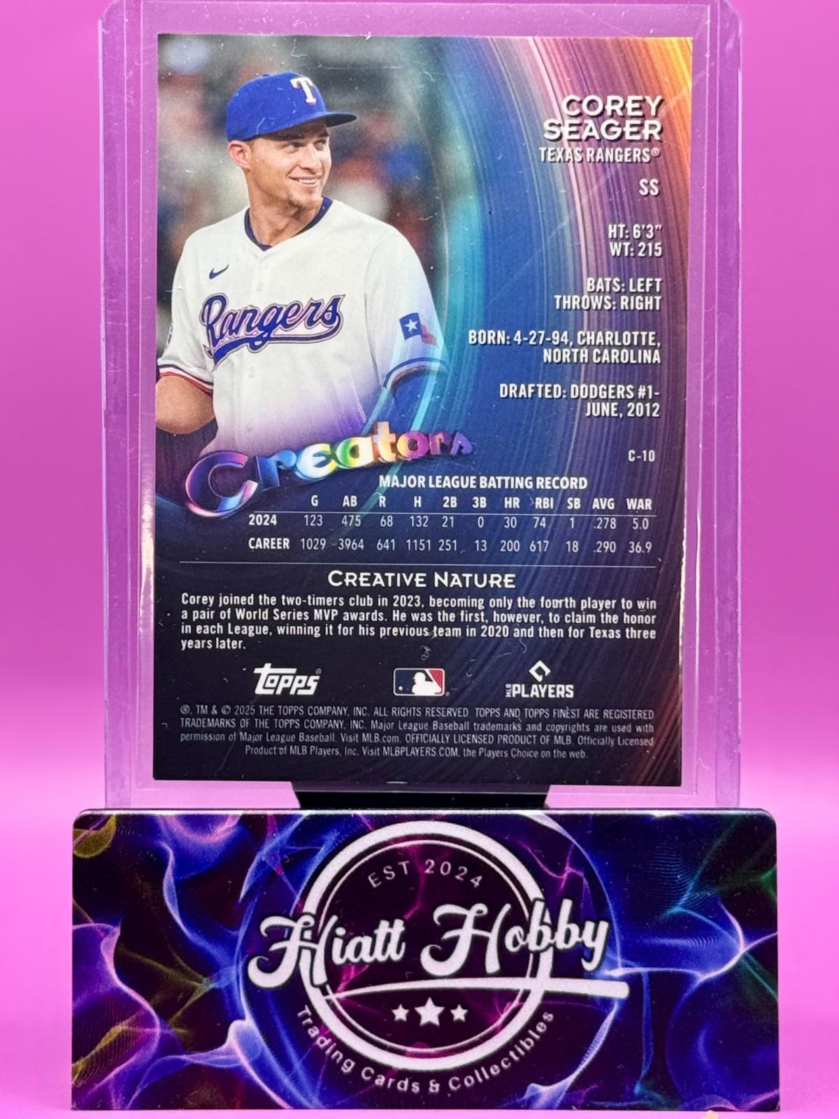 2025 Topps Finest - Corey Seager #C-18 - Creators - Orange Refractor /25