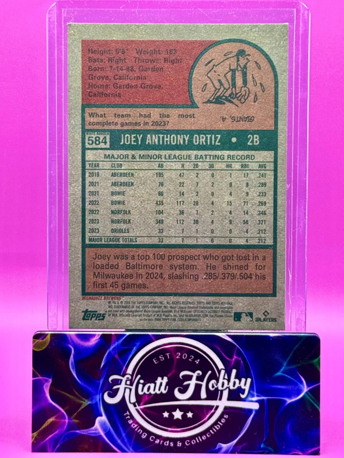 2024 Topps Herritage High Number - Joey Ortiz #584 - Aqua Border