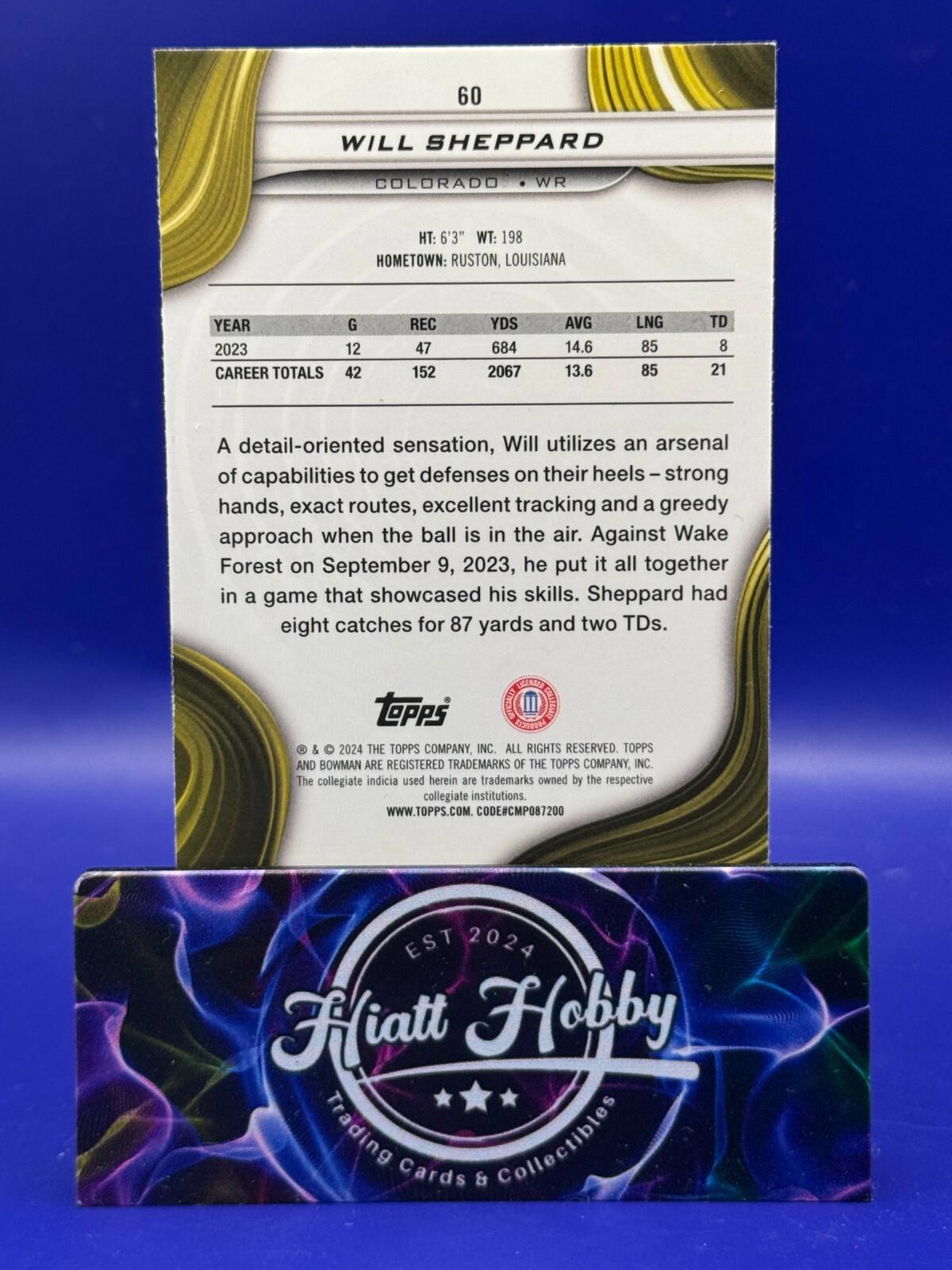 2024 Bowman's Best U Football - Will Sheppard #60 - Gold Refractor /50