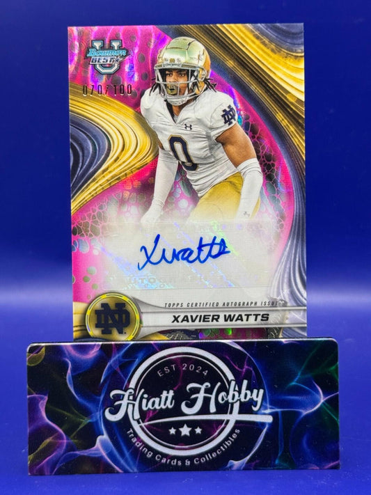 2024 Bowman's Best U Football - Xavier Watts #BOA-XW - Magenta Lava Auto /100