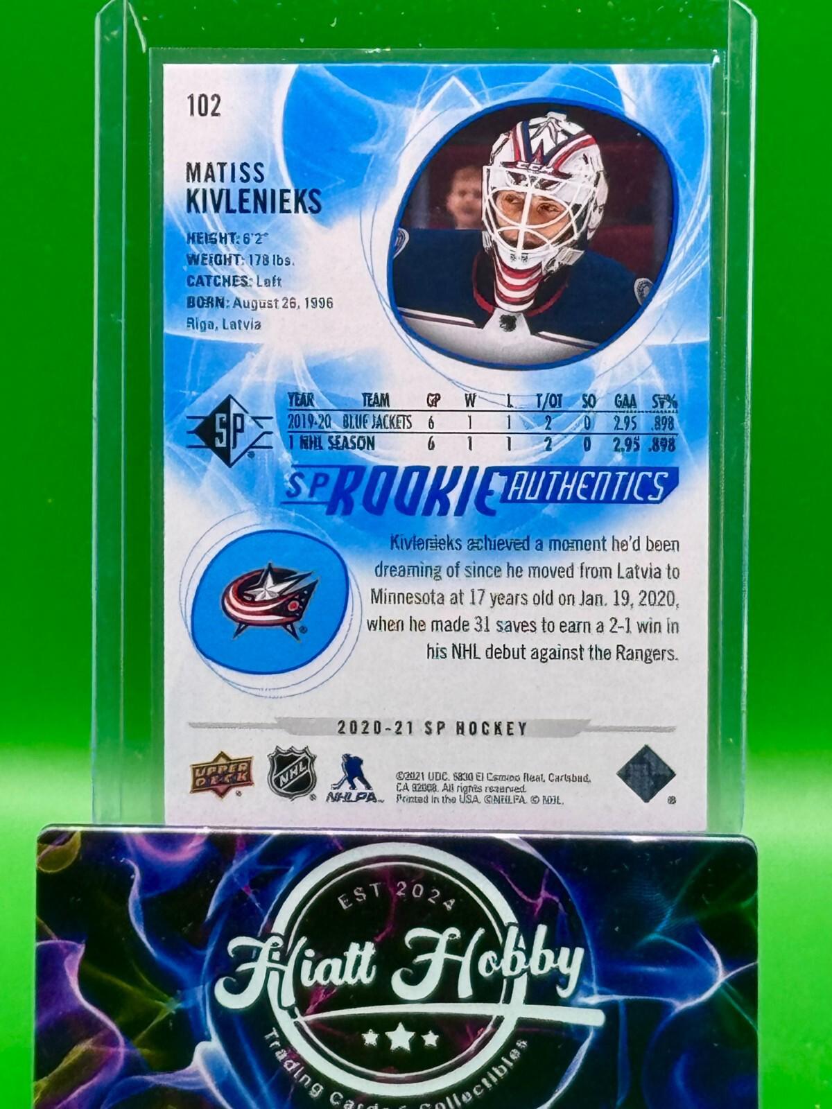 2020-21 SP Hockey - Rookie Authentics Matiss Kivlenieks #102 Blue (RC)