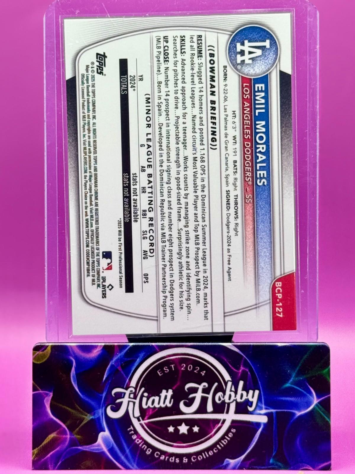 2025 Bowman Chrome - Emil Morales #BCP-127 - Purple Reptillian Refractor /199