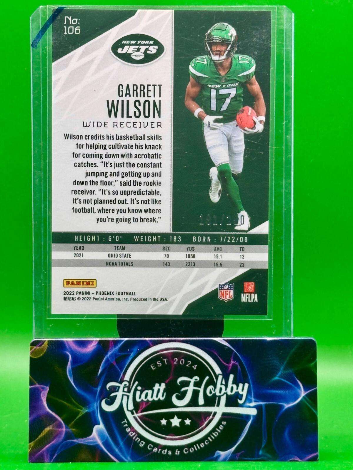2022 Panini Phoenix - Rookies Garrett Wilson #106 - Red Prizm /250 (RC)