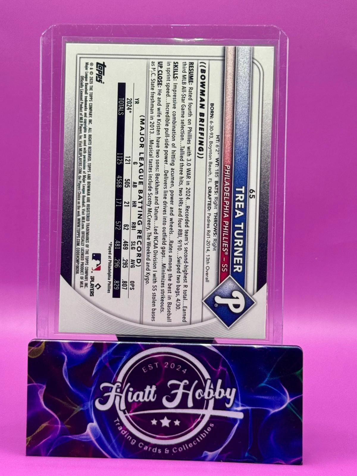 2025 Bowman - Trea Turner #65 Purple Border /250