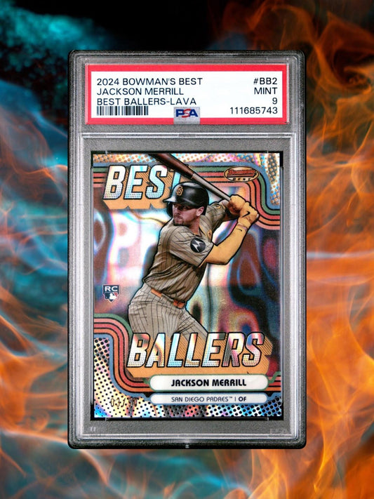 2024 Bowman's Best - Jackson Merrill #BB-2 - Best Ballers Lava /50 (RC) - PSA 9