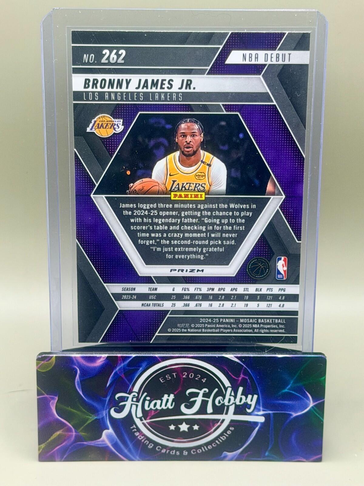 2024-25 Panini Mosaic Basketball - #262 Bronny James Jr - Silver Mosaic (RC)