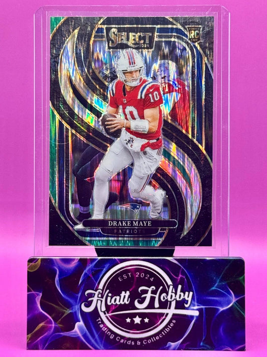 2024 Panini Select - Premier Level - Drake Maye #113 Black & Green Shock (RC)