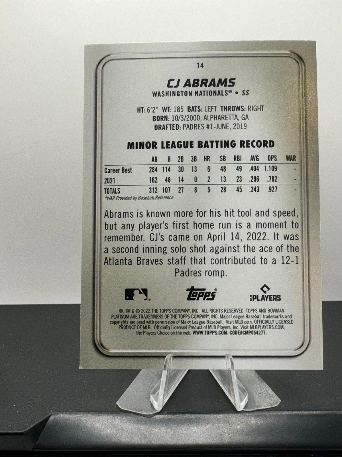 2022 Topps C.J. Abrams #14 - ICE REFRACTOR
