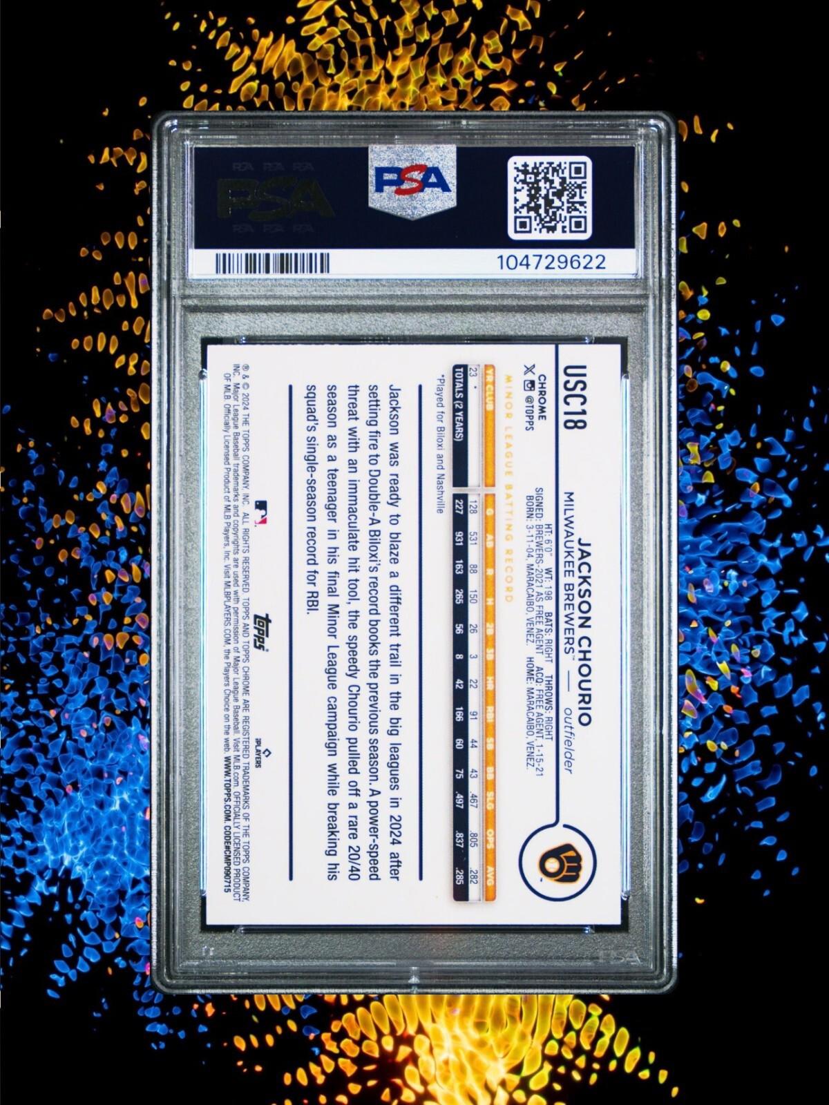 2024 Topps Chrome Update - Jackson Chourio #USC-18 - Raywave - PSA 10 (RC)