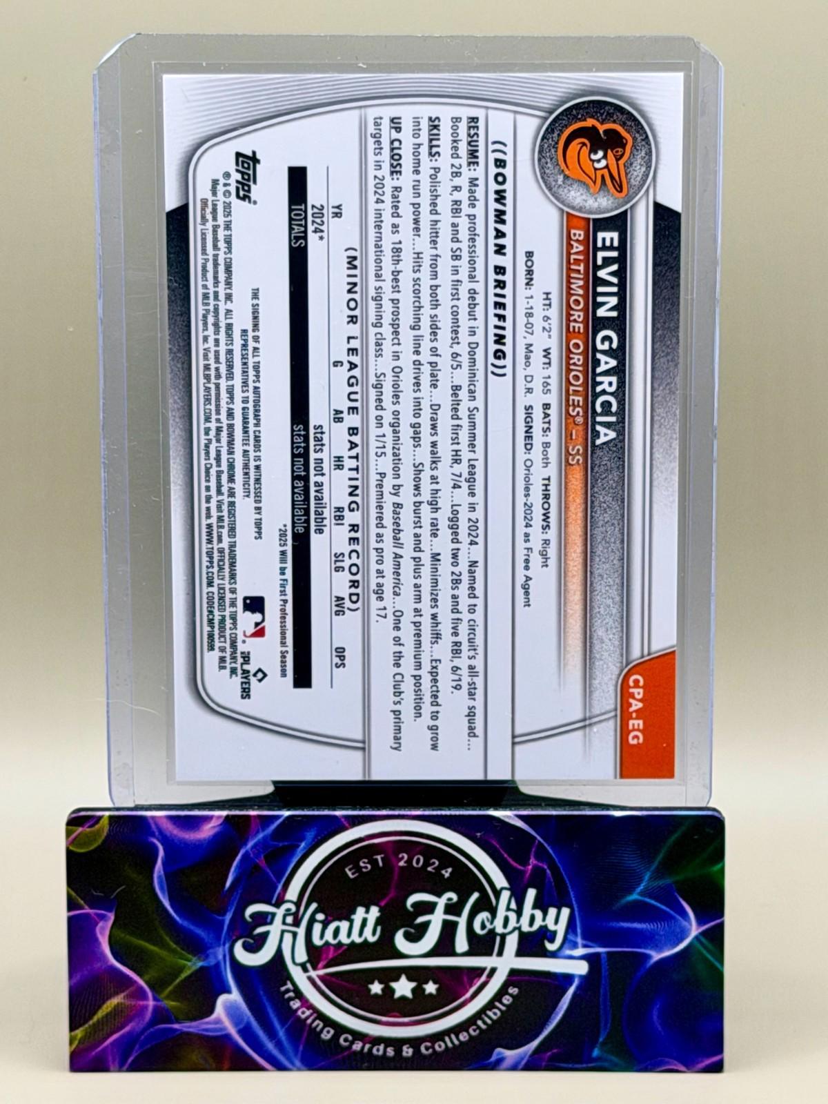 2025 Bowman Chrome - Elvin Garcia #CPA-EG - Chrome Auto (RC, AU)