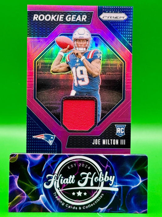 2024 Panini Prizm - Joe Milton III #RG-JMN - Rookie Gear - Pink Prizm  (MEM, RC)
