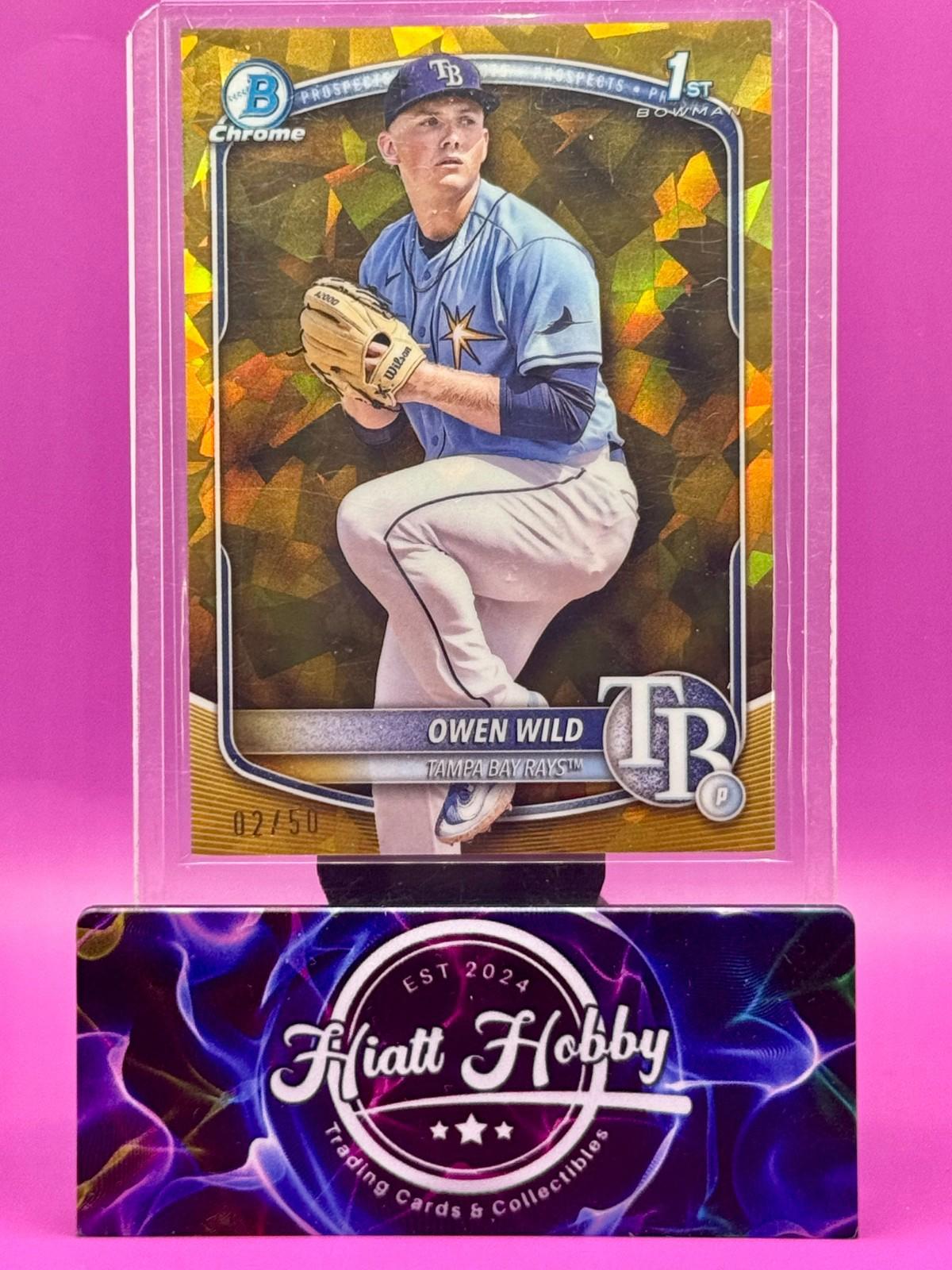 2025 Bowman Chrome Sapphire - Owen Wild #BCP-14 Gold Refractor /50 (RC)