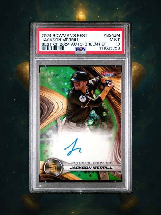 2024 Bowman's Best - Jackson Merrill #B24-JM - Green Auto /99 (RC, AU) - PSA 9