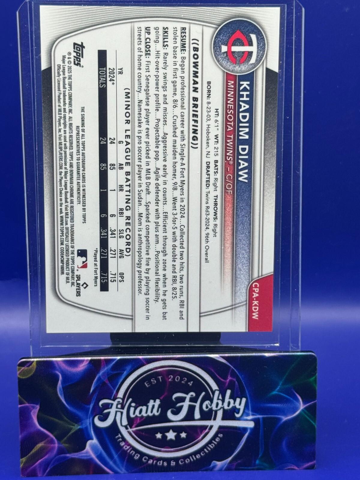 2025 Bowman Chrome - Khadim Diaw #CPA-KDW - Auto (RC, AU)
