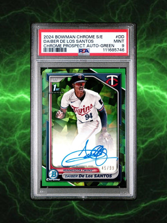 2024 Bowman Chrome Sapphire - Daiber De Los Santos - Green Auto /99 - PSA 9