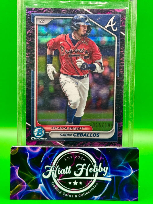 2024 Bowman Chrome - Sabin Ceballos #BCP-130 - Fuschia Lunar Refractor (RC)