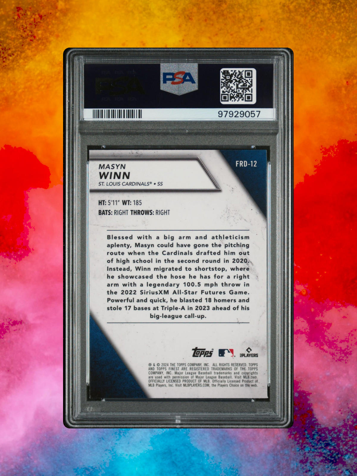 2024 Topps Finest - Finest Rookies Design Variation #FRD-12 Masyn Winn - PSA 9