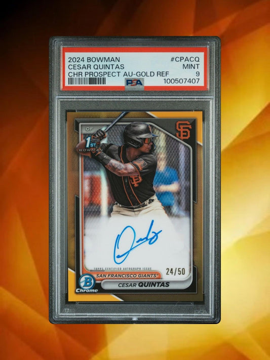2024 Bowman Chrome - Cesar Quintas #CPA-CQ - Gold Auto /50 - PSA 9