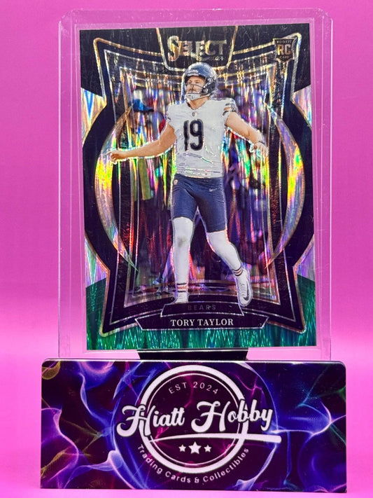 2024 Panini Select - Concourse - Tory Taylor #1 Black & Green Shock Prizm (RC)