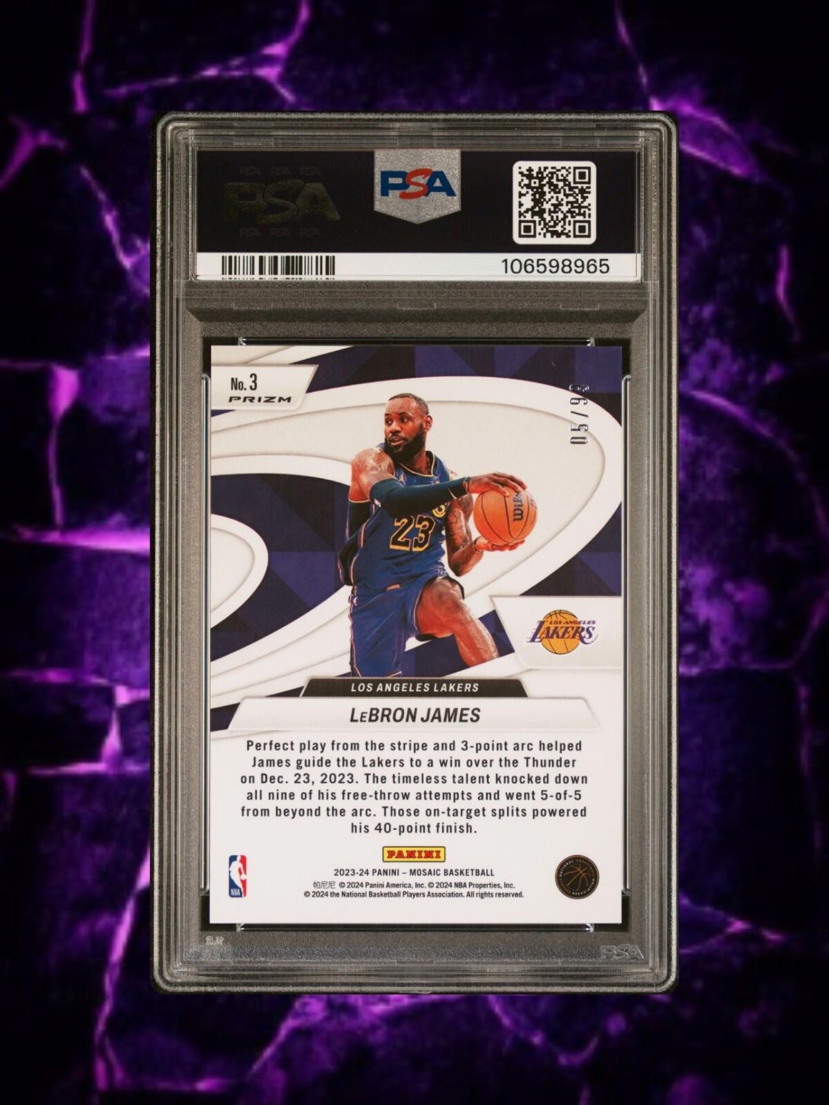 2023 Panini Mosaic - Lebron James #3 - Give and Go - Reactive Yellow /99 PSA 10