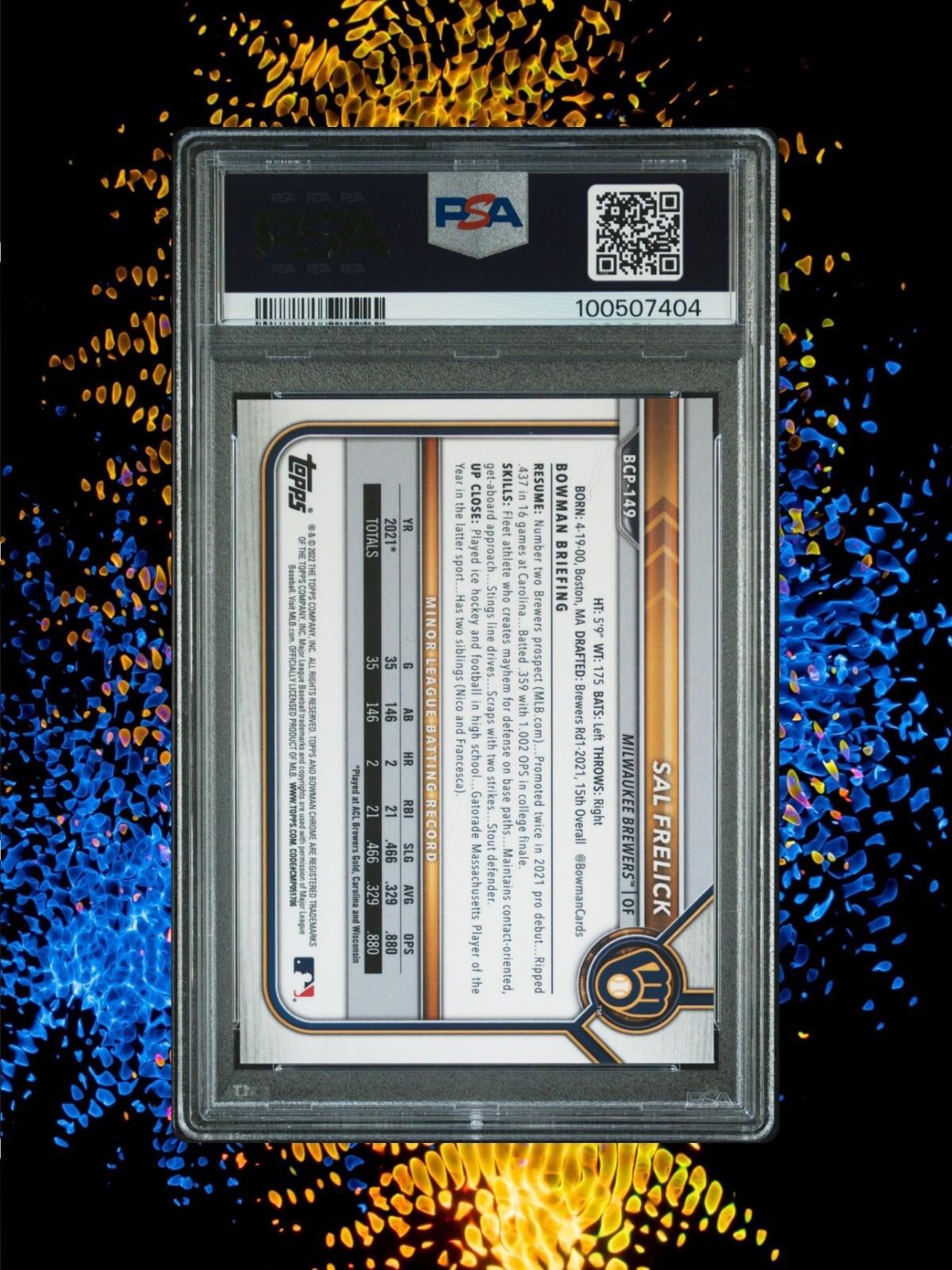 2022 Bowman Chrome - Sal Frelick #BCP-149 - Gold Shimmer /50 - PSA 9