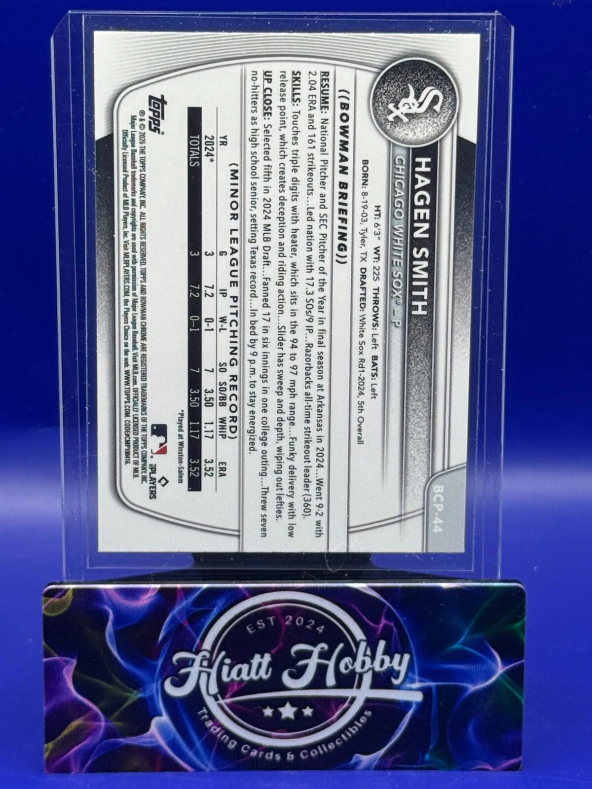 2025 Bowman Chrome - Hagen Smith #BCP-44 - Green Geometric Refractor /99 (RC)