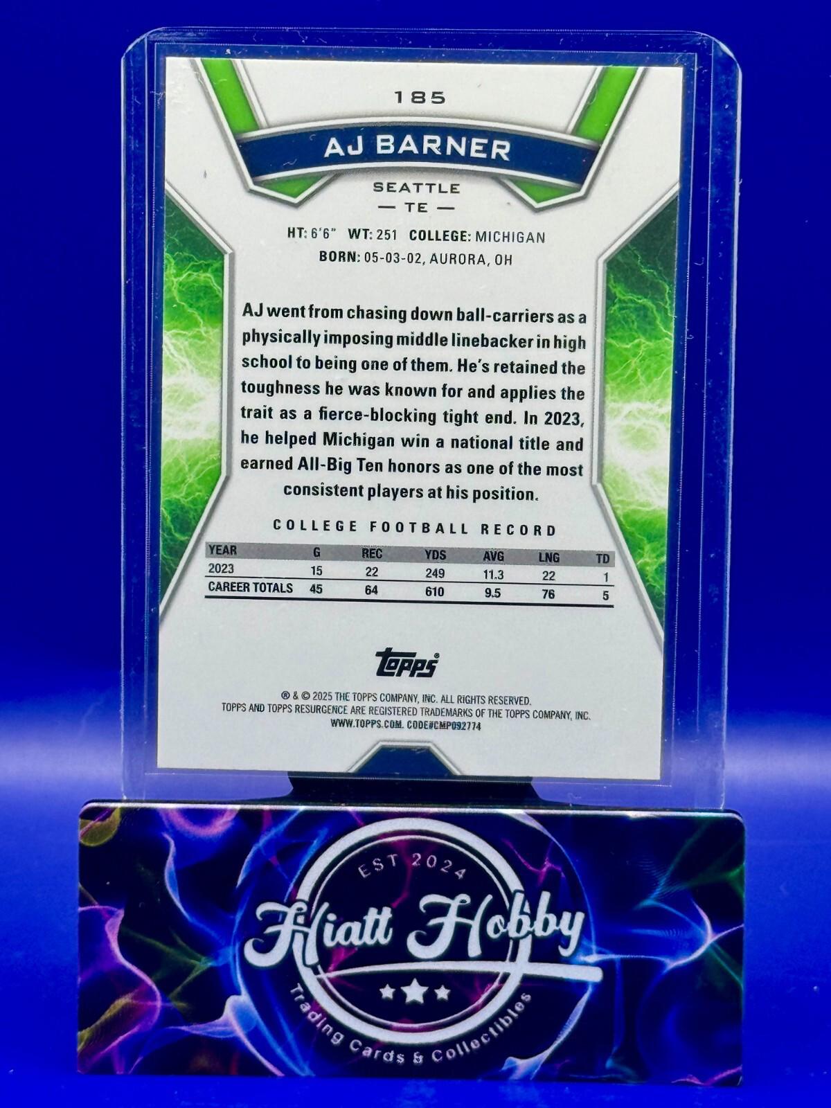 2024 Topps Resurgence - Rookies AJ Barner #185 - Prism Refractor (RC)