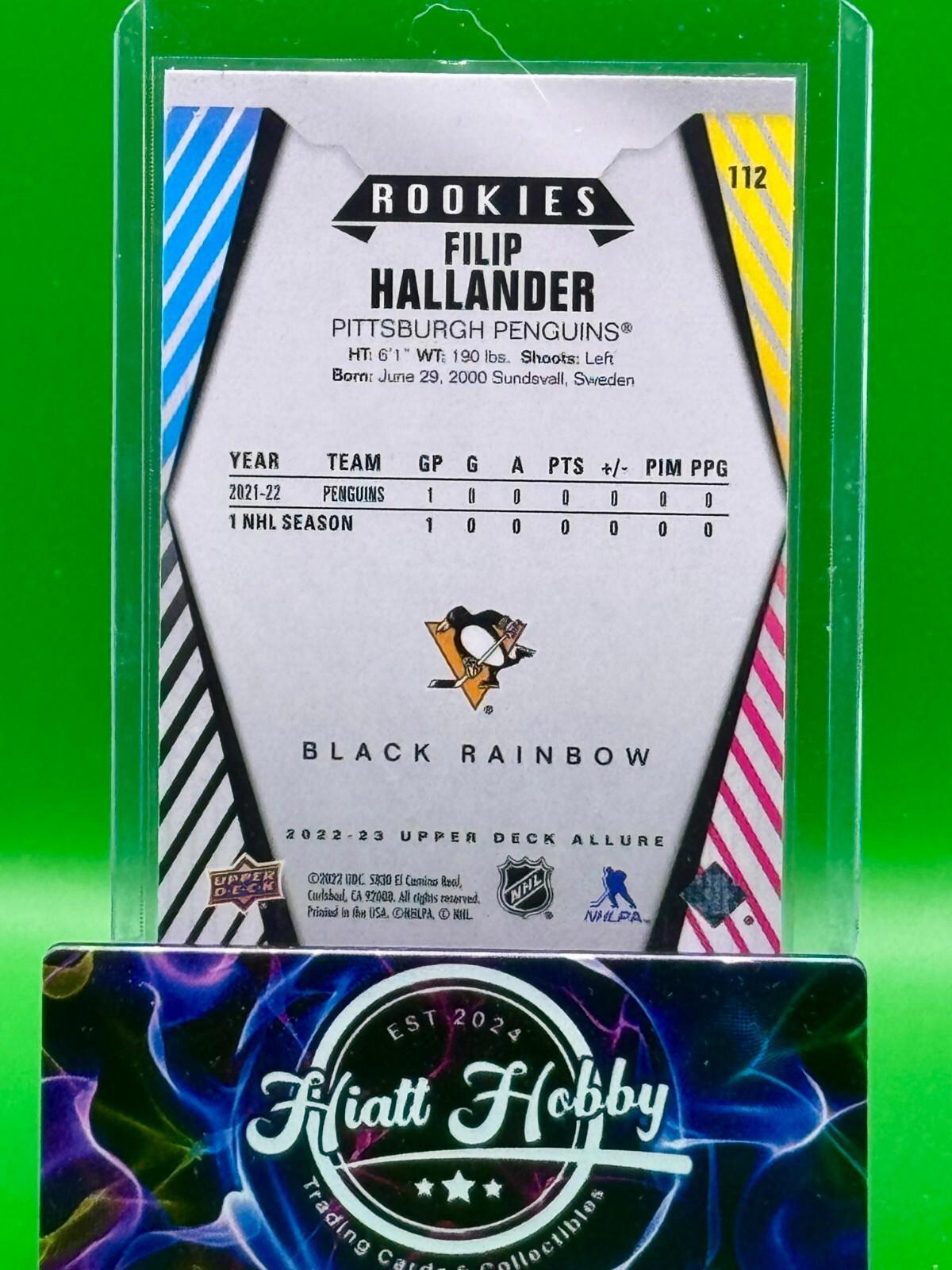 2022-23 Upper Deck Allure - Rookies Filip Hallander #112 Black Rainbow (RC)