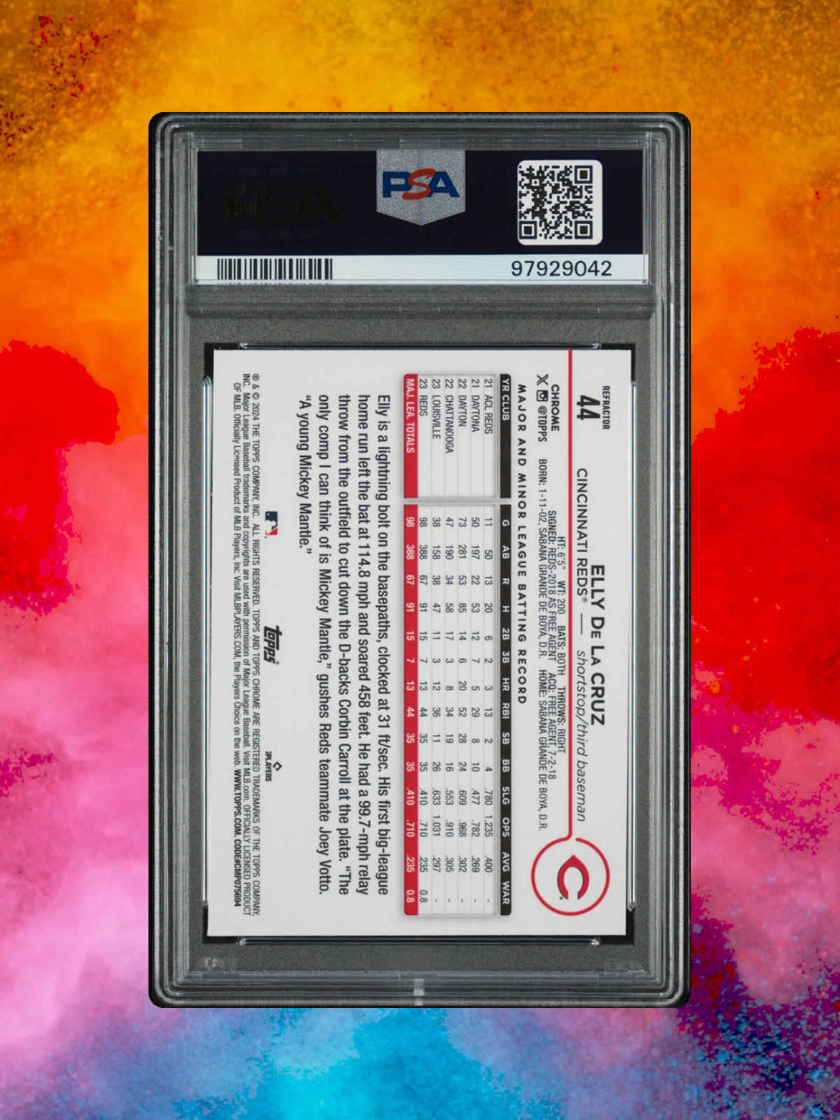2024 Topps Elly De La Cruz #44 Refractor - PSA 8