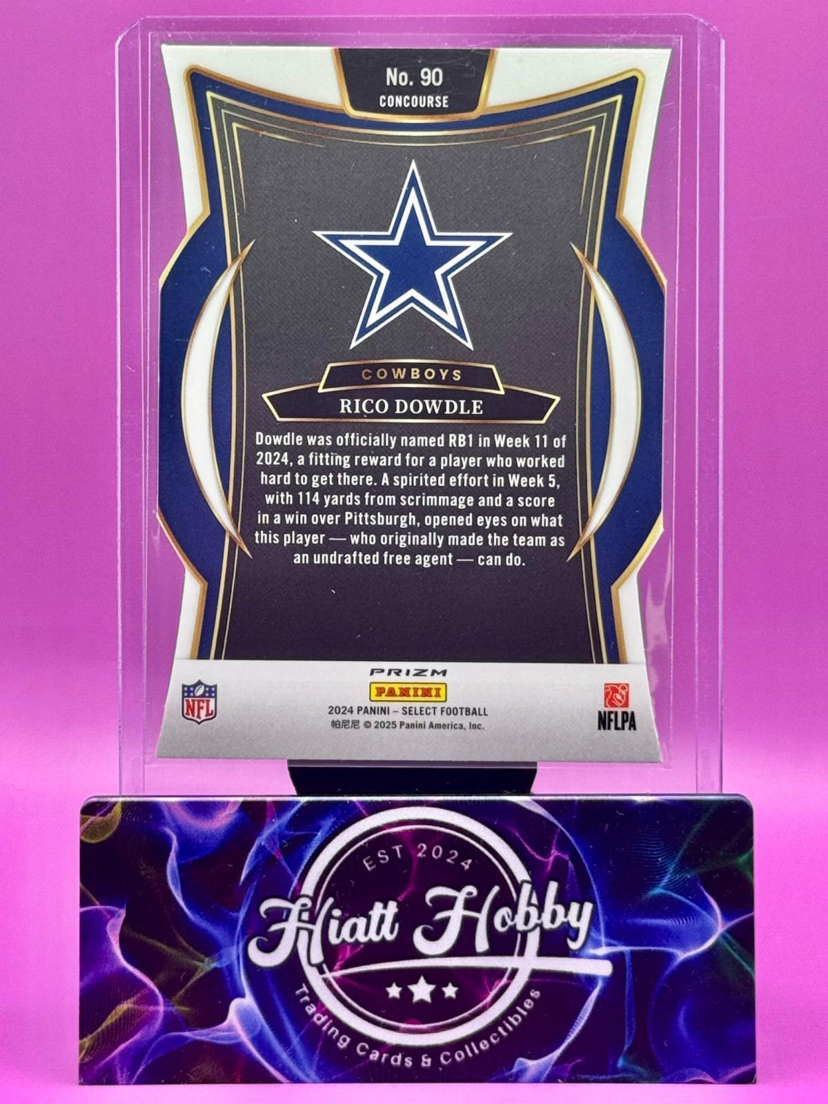 2024 Panini Select - Concourse - Rico Dowdle #90 Silver Prizm Die-Cut
