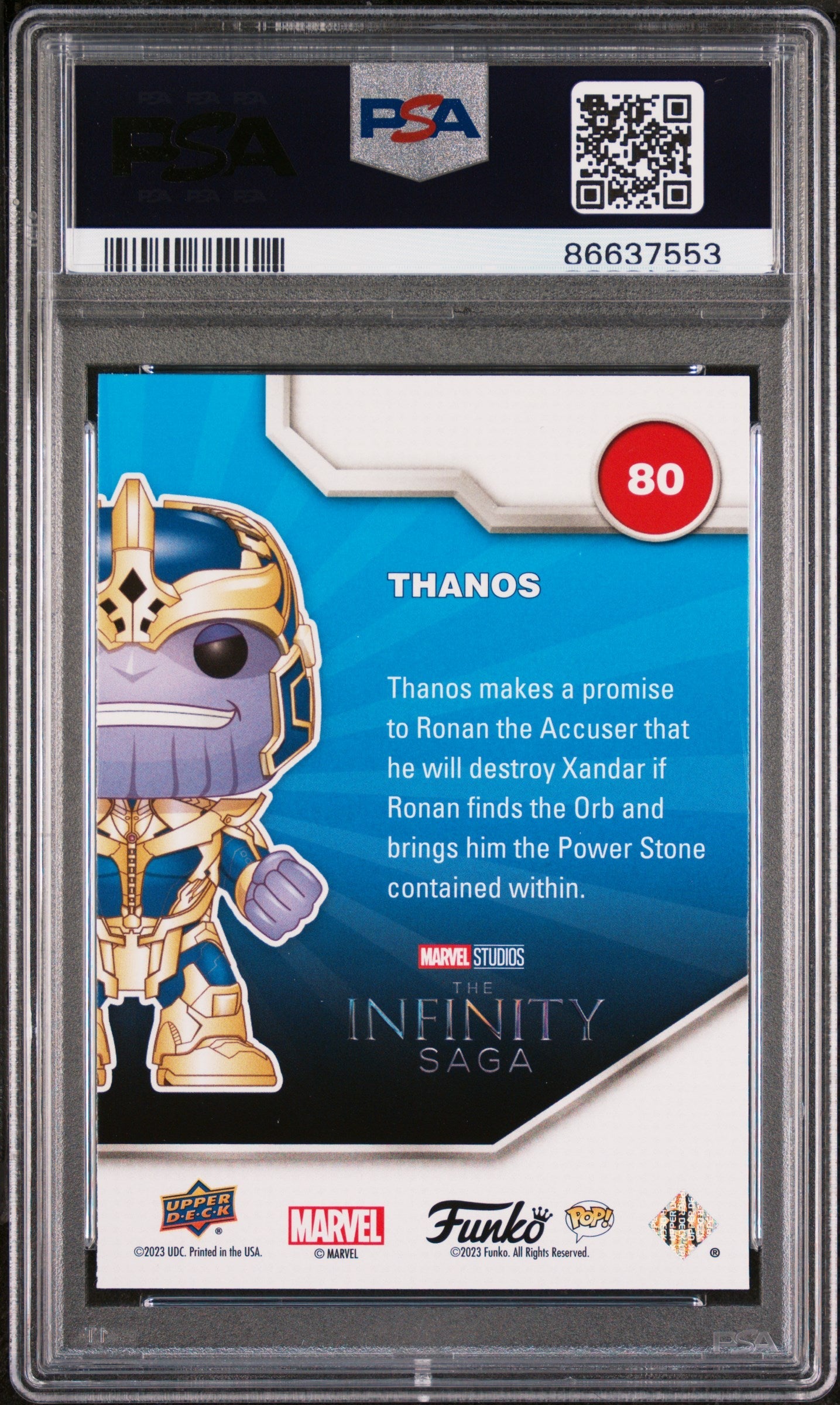 2023 UPPER DECK FUNKO POP MARVEL THANOS PLATINUM #80 PSA 10