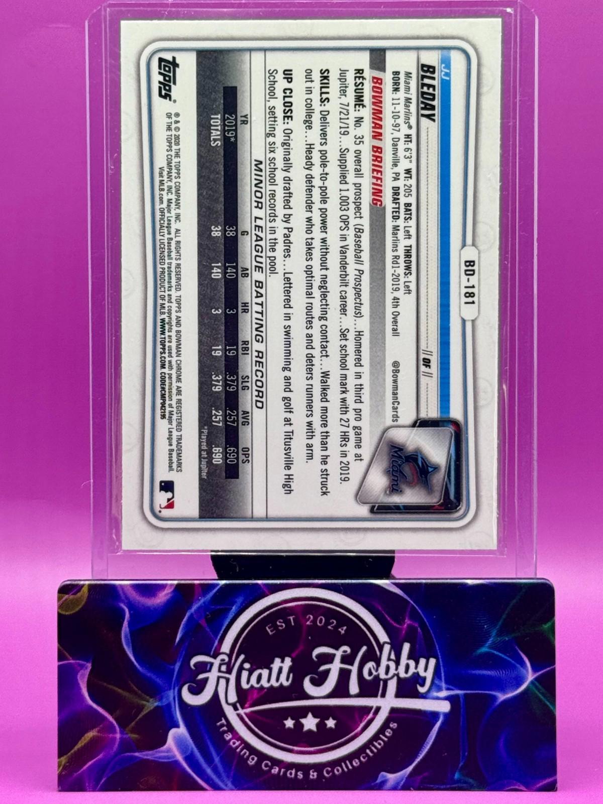 2020 Bowman Draft Chrome - JJ Bleday #BD-181 - Asia Mojo Refractor (RC)