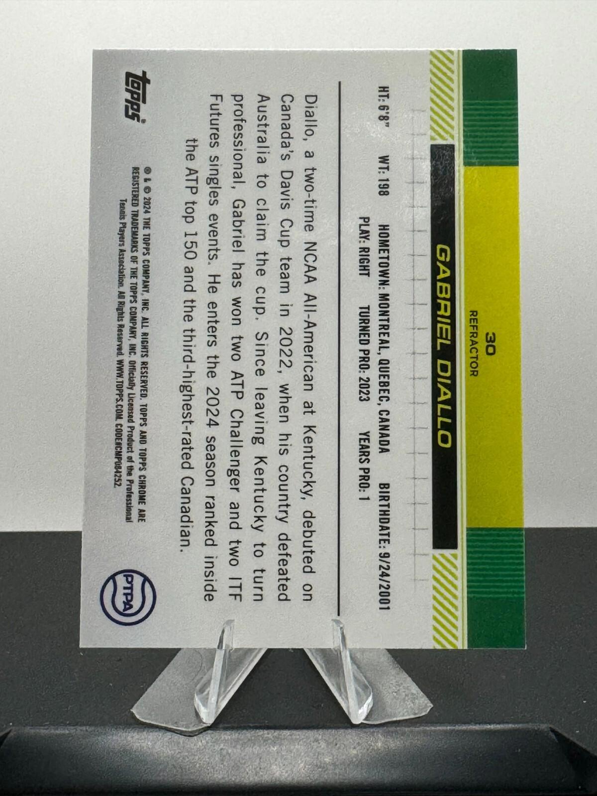 2024 Topps Chrome Tennis Gabriel Diallo #30 - Refractor