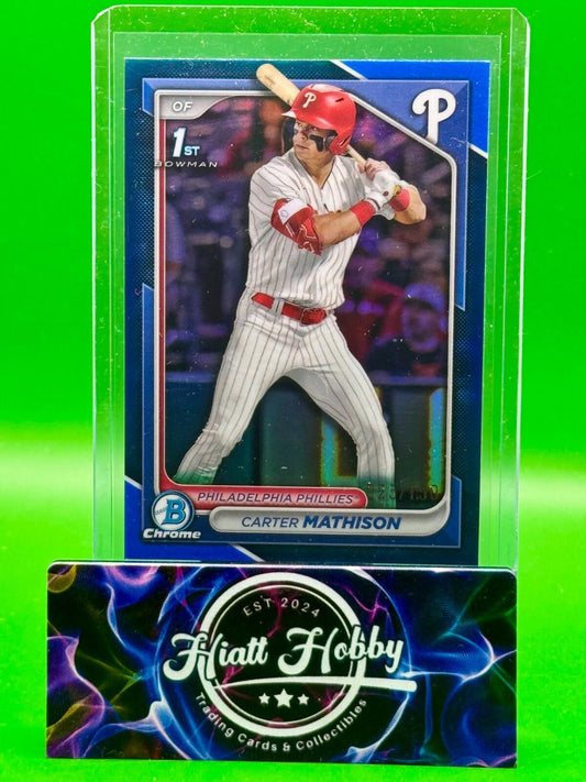 2024 Bowman Draft Chrome Baseball - Carter Mathison - True Blue Refractor /150