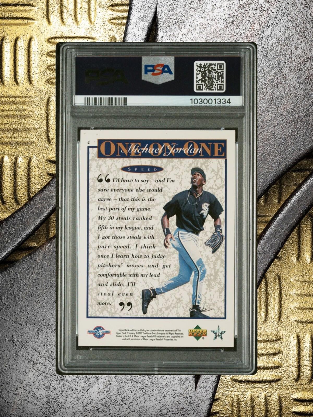 1995 UD Minor League - Michael Jordan #4 - MJ One on ONE - Speed - PSA 9
