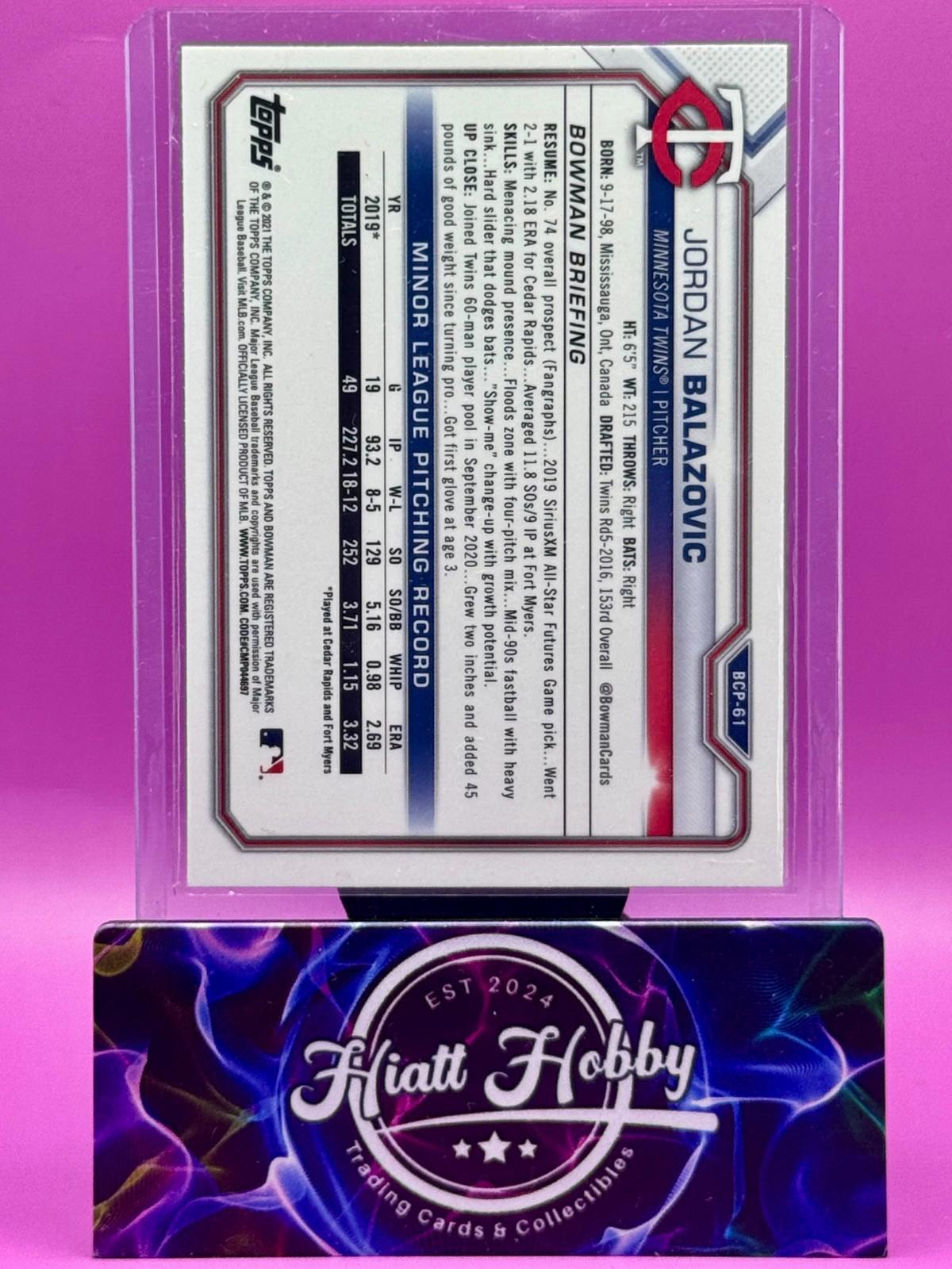 2021 Bowman Chrome - Jordan Balazovic #BCP-61 - Mojo Refractor (RC)